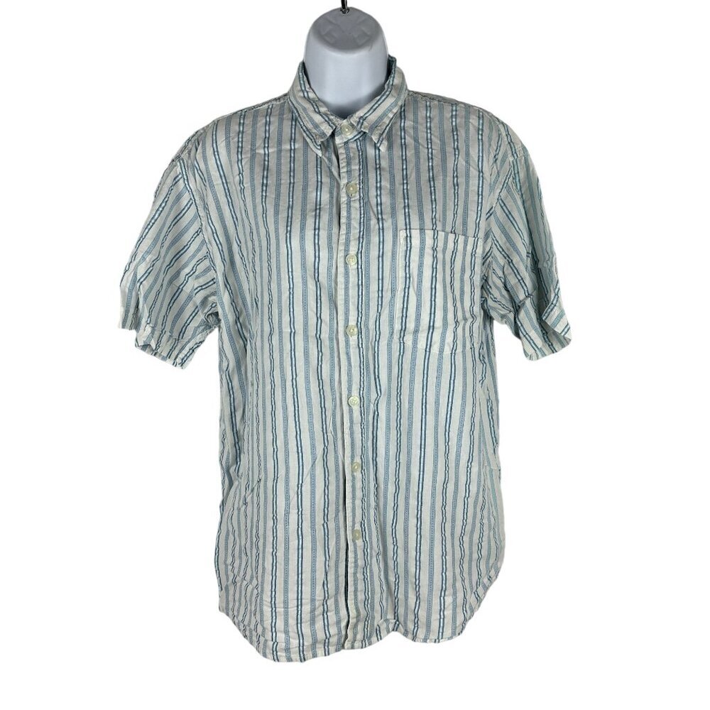 U.S. Expedition Women's Medium Striped Short Sleeve Button Down Shirt